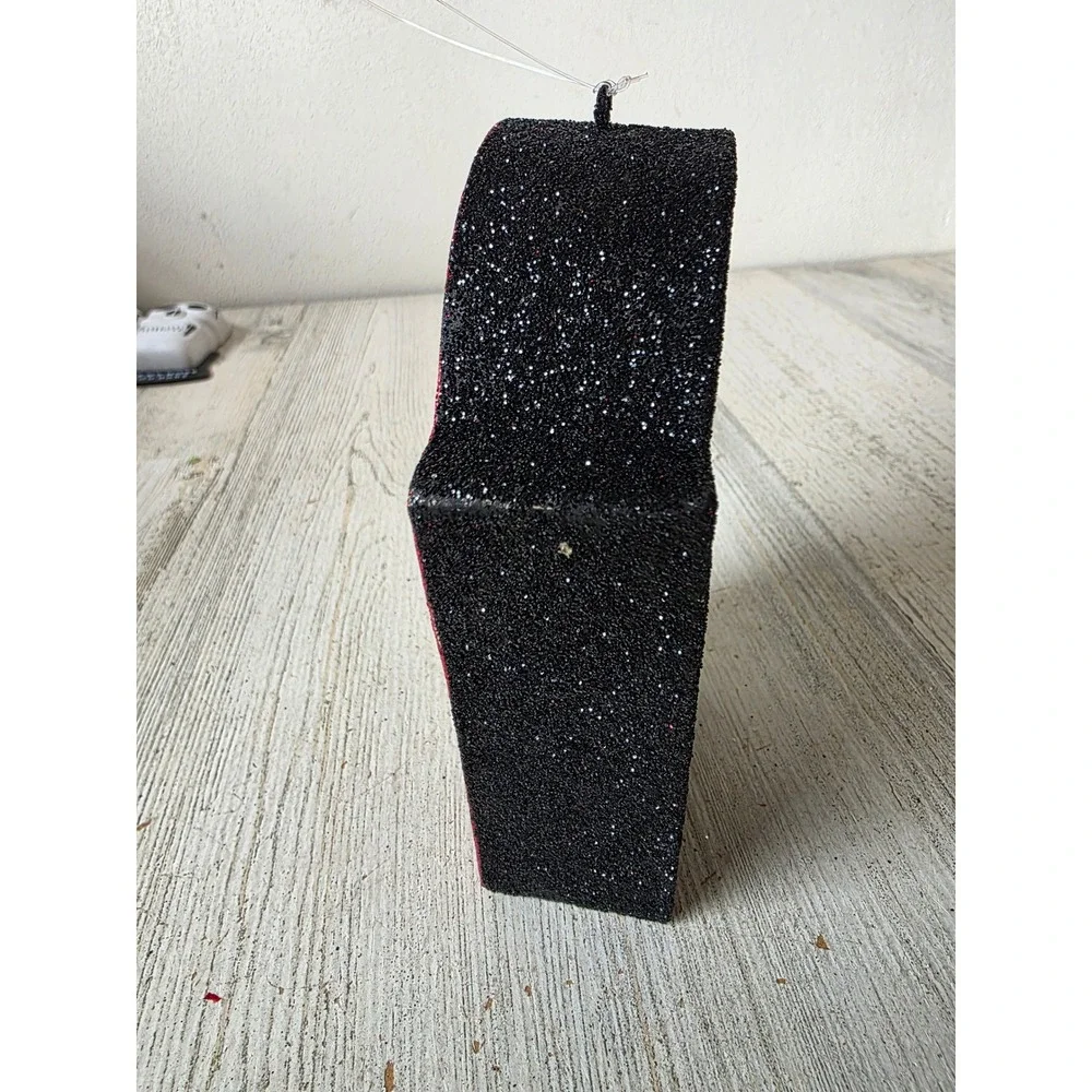 Vintage Pier 1 Dracula coffin glitter ornament Halloween decor vampire tree